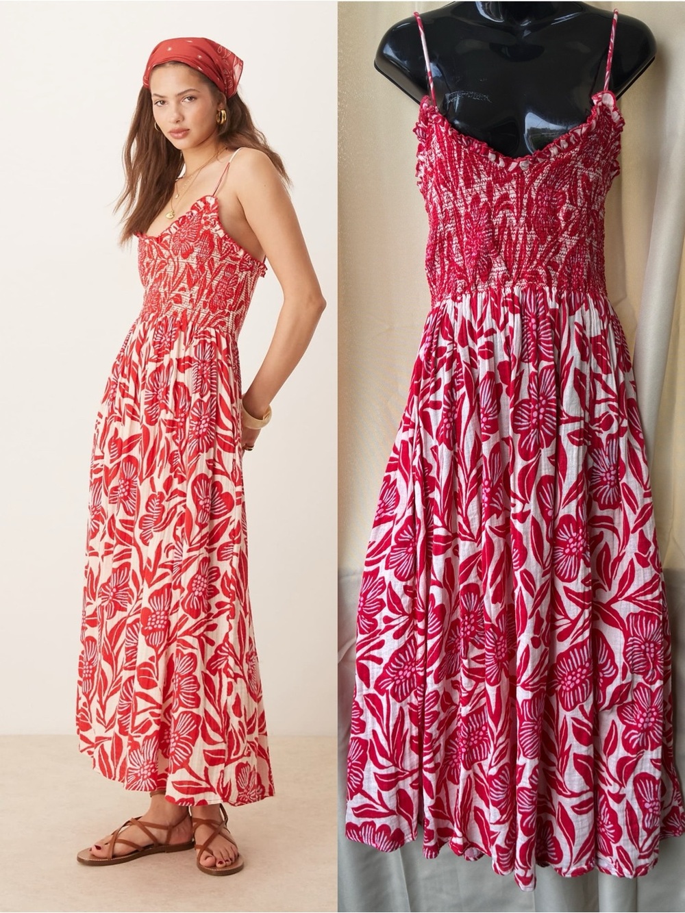 NWT Free People Sweet Nothings Midi Dress Floral Tropical Gardenia Small